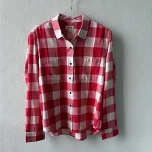 Pact Plaid Red and White Women's Top